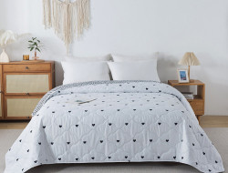 Покрывало стеганое из полисатина TANGO SIESTA Сердечки на белом 160х220