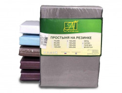 Простыня на резинке из сатина АЛЬВИТЕК темно-серая 180х200х25