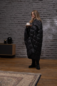 Дорожный плед-пончо пуховый GERMAN GRASS Travel Cape Plaid Grass Black 130х170