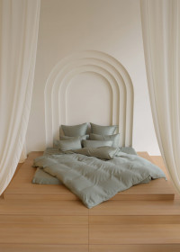 Постельное белье с простыней на резинке 160х200 GERMAN GRASS OLIVE BRILLIANT GRASS 70х70 (2шт) евро