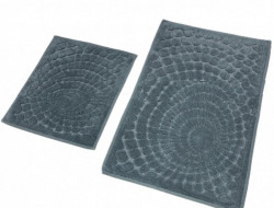 Набор ковриков для ванной хлопковый KARVEN KV421 GIRDAP темно-серый 50х60 (1шт), 60х100 (1шт)