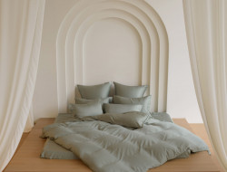 Постельное белье с простыней на резинке 160х200 GERMAN GRASS OLIVE BRILLIANT GRASS 70х70 (2шт) семейное