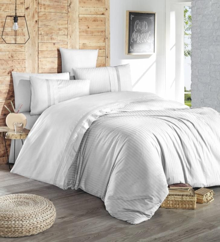 Постельное белье из DELUXE ранфорса KARVEN N030 GALA BEYAZ 50х70 (2шт), 70х70 (2шт) семейное