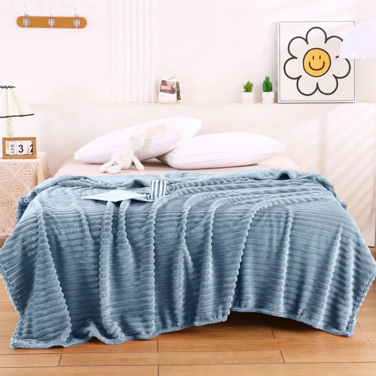 Плед фланелевый CRISTELLE STRIPE PREMIUM серо-голубой 200х220