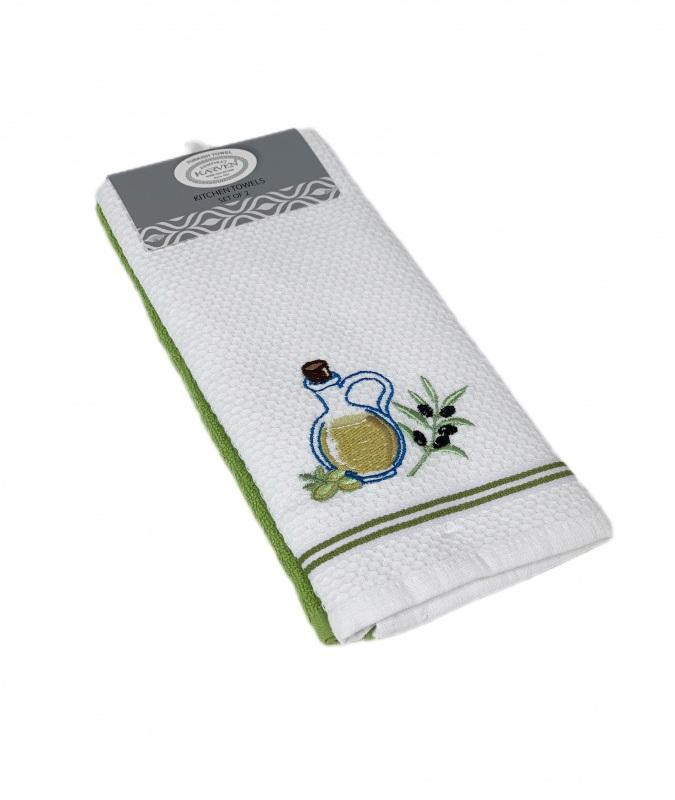 Набор кухонных полотенец хлопковых KARVEN HM770 ASKILI MUTFAK yesil-beyaz V3 40х60 (2шт)