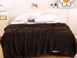 Плед фланелевый CRISTELLE STRIPE PREMIUM темно-коричневый 200х220