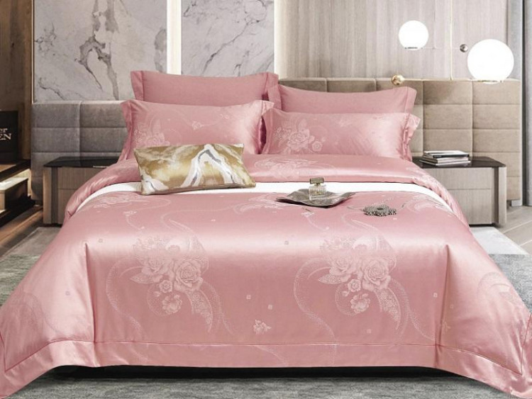 Постельное белье из жаккарда с оборкой KARVEN N008-603 50х70 (2шт), 70х70 (2шт) евро