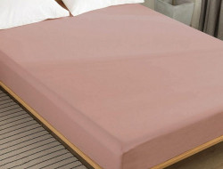 Простыня на резинке из сатина SAILID SL-20-140 бежево-розовая 140х200х25