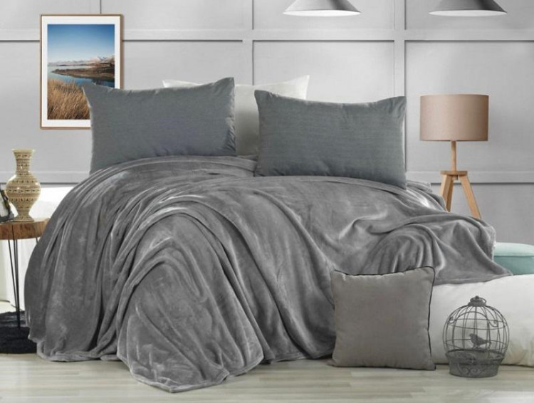 Плед из полиэстера KARVEN SUPER SOFT P942 VIGAN серый 200х220