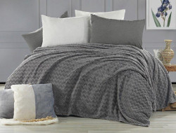 Плед из полиэстера KARVEN SUPER SOFT P944 BENZIA темно-серый 200х220