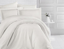 Постельное белье из страйп-сатина KARVEN N026 CIZGILI EKRU 50х70 (2шт), 70х70 (2шт) семейное