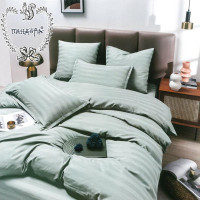 Постельное белье из страйп-сатина ПАНДОРА мятное евро