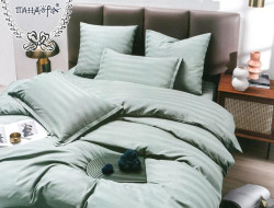 Постельное белье из страйп-сатина ПАНДОРА мятное евро