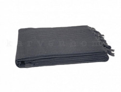 Плед из хлопка с бахромой KARVEN P928 WAFFLE PIKE антрацит 200х220