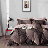 Постельное белье из сатина АЛЬВИТЕК волны коричневое 1,5-спальное