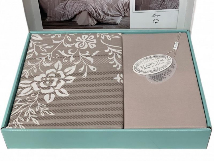 Постельное белье из ранфорса KARVEN N023/1 RUTE BEIGE V-1 50х70 (2шт) евро