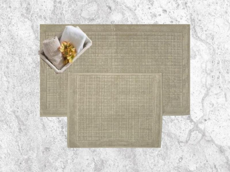 Набор ковриков для ванной хлопковый KARVEN KV424 EKOSE светло-бежевый 50х60 (1шт), 60х100 (1шт)