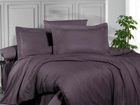 Постельное белье из страйп сатина KARVEN N162-SS-011 KMURDUM темно-лиловое 50х70 (1шт), 70х70 (1шт) 1,5-спальное