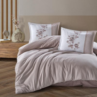 Постельное белье из DELUXE DARK ранфорса KARVEN N028 SUAVE BROWN V-2 50х70 (2шт) 1,5-спальное