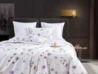 Постельное белье из египетского хлопка Premium с простыней на резинке 160х200 ASABELLA Ботаника 50х70 (2шт) и 70х70 (2шт) евро