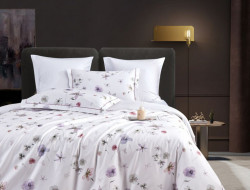 Постельное белье из египетского хлопка Premium с простыней на резинке 160х200 ASABELLA Ботаника 50х70 (2шт) и 70х70 (2шт) евро