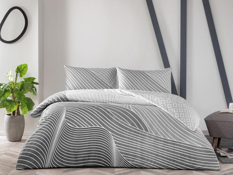 Постельное белье из ранфорса TAC RANFORCE CRUMBLY серое 1,5-спальное