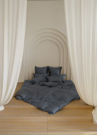 Постельное белье с простыней на резинке 160х200 GERMAN GRASS GREY BRILLIANT GRASS 70х70 (2шт) 1,5-спальное