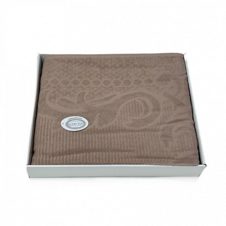 Плед из хлопка махровый KARVEN P962 CORNELY V6 капучино 160х220