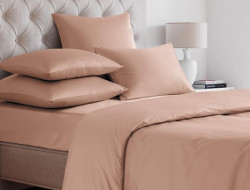 Простыня на резинке из сатина SAILID SL-16-90 персиковая 90х200х25