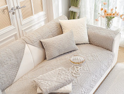 Набор накидок на диван из велюра TANGO SOFA бежевый 90х160 (1шт), 90х210 (1шт)