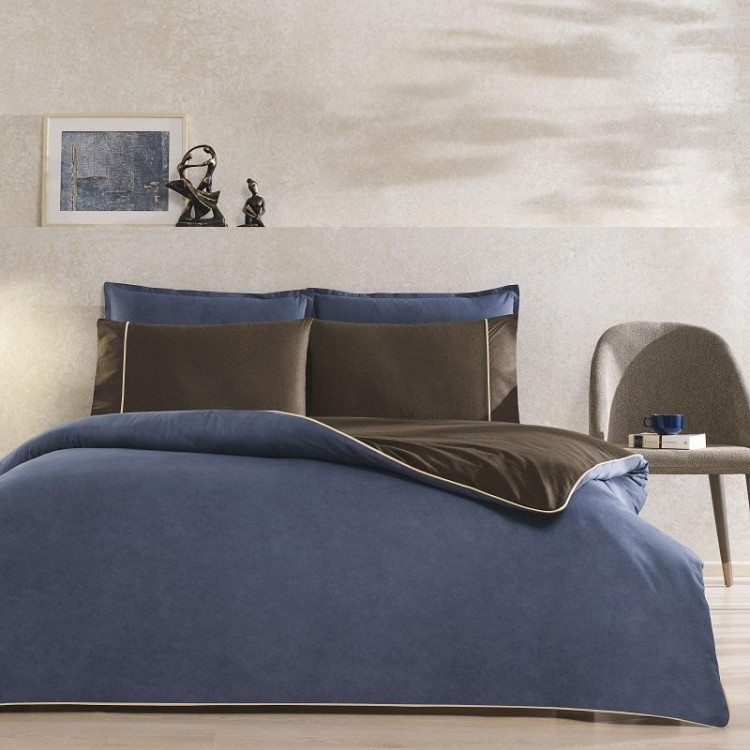 Постельное белье из ранфорса TAC RANFORCE RIVEN темно-синее 1,5-спальное