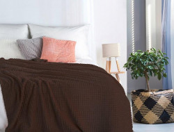 Плед однотонный фланелевый TANGO BARRETTA 03 коричневый 200х220