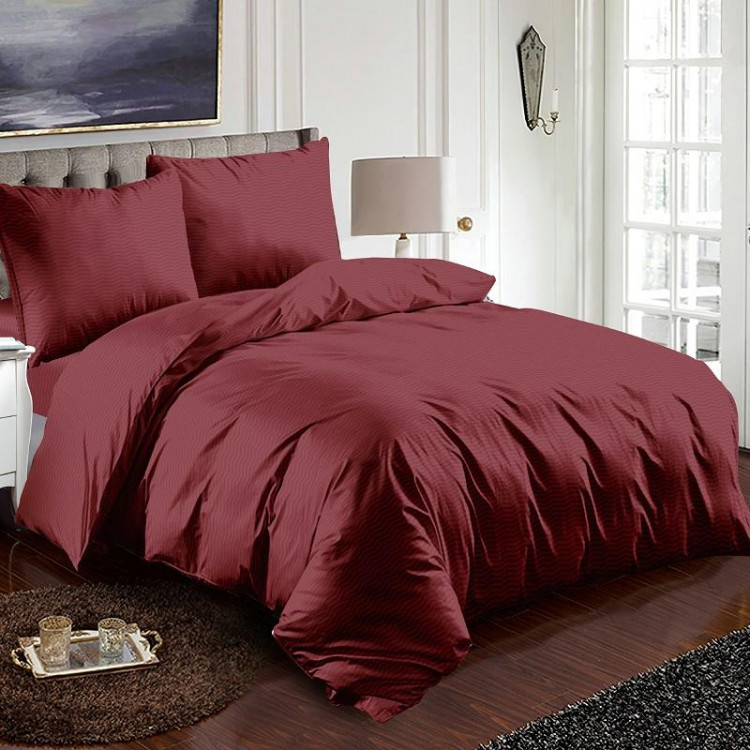 Постельное белье из микросатина TANGO бордовый зигзаг 70х70 (2шт) 2-спальное