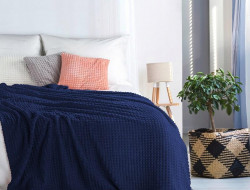 Плед однотонный фланелевый TANGO BARRETTA 06 синий 200х220