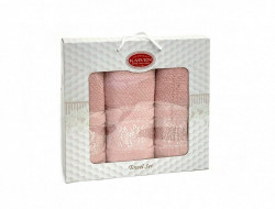 Набор полотенец махровых хлопковых KARVEN HS1667 SUMBUL V4 пудра 50х90 (2шт), 70х140 (1шт)