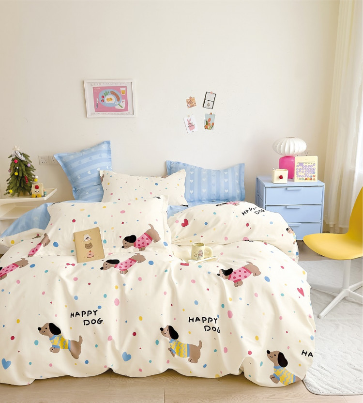 Постельное белье из твил-сатина TANGO happy dog 50х70 (2шт) 1,5-спальное