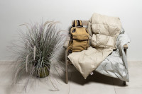 Дорожный плед пуховый GERMAN GRASS TRAVEL PLAID GRASS grey-beige 140х200