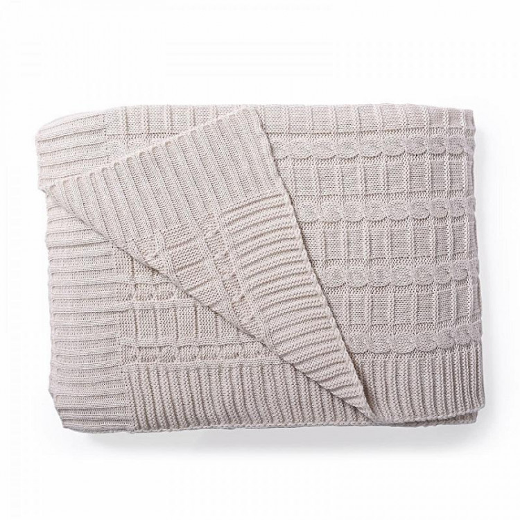 Плед вязаный из акрила BELPOL КОСЫ лен 180х200