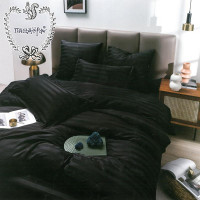 Постельное белье из страйп-сатина ПАНДОРА черное 1,5-спальное