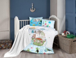 Постельное белье для малышей из сатина с пледом KARVEN 3D DIGITAL D040 DISCOVER