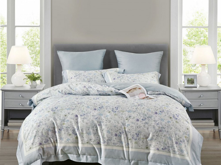 Постельное белье фланелевое из тенсела ASABELLA Фарфор 50х70 (2шт) и 70х70 (2шт) евро