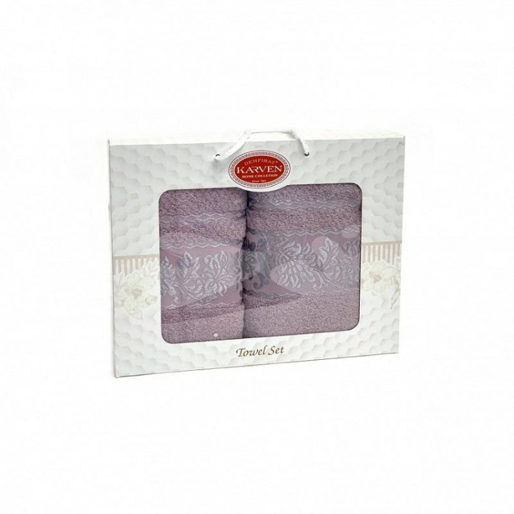 Набор полотенец махровых хлопковых KARVEN HS1691 SUMBUL V9 сиреневый 50х90 (1шт), 70х140 (1шт)