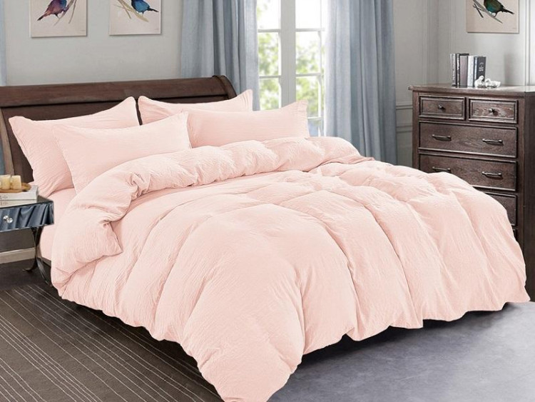 Постельное белье из жатого микросатина АЛЬВИТЕК FLUPPY SLEEP-040 пудра 70х70 (2шт) 1,5-спальное