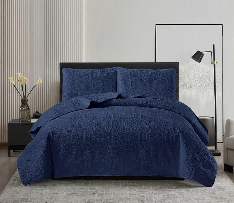 Покрывало тонкое велюровое TANGO CASABLANCA темно-синее 180х240