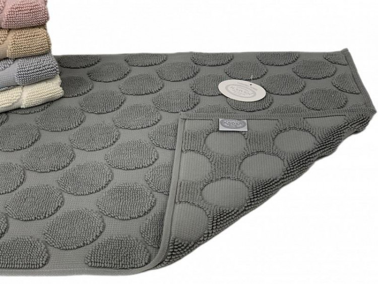 Коврик для ног махровый хлопковый KARVEN KV434 RING gri 50х80