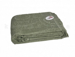 Плед из хлопка с бахромой KARVEN P934 HITIT PIKE зеленый 200х220