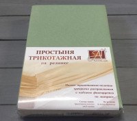 Простыня трикотажная на резинке АЛЬВИТЕК оливковая 140х200