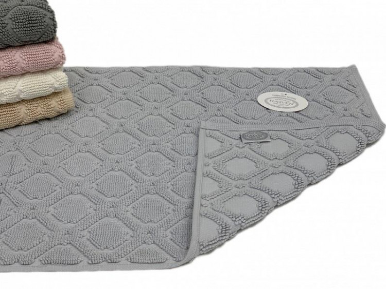 Коврик для ног махровый хлопковый KARVEN KV434 TILE acik gri 50х80