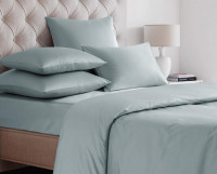 Простыня на резинке из сатина SAILID SL-12-180 серо-голубая 180х200х25