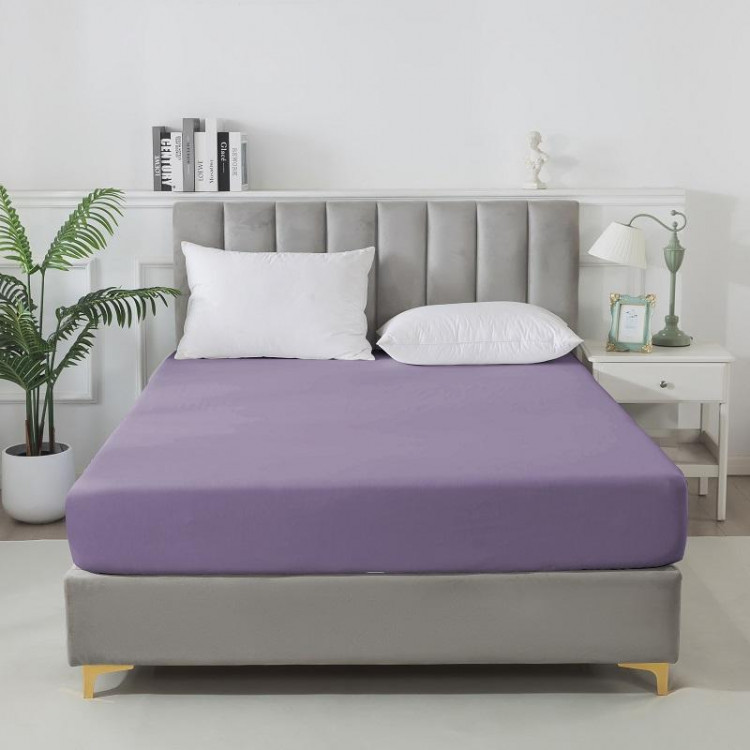 Простыня на резинке сатиновая TANGO Soho сиреневая 160х200х30